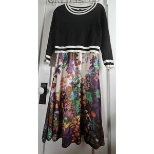 Maeve‎ by Anthropology sweater upper pleated flowy midi dress woman Sz L